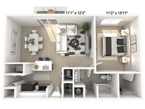The Independence - 1 BR 1 BA Floor Plan at Alexandria of Carmel Apartments, Carmel, IN